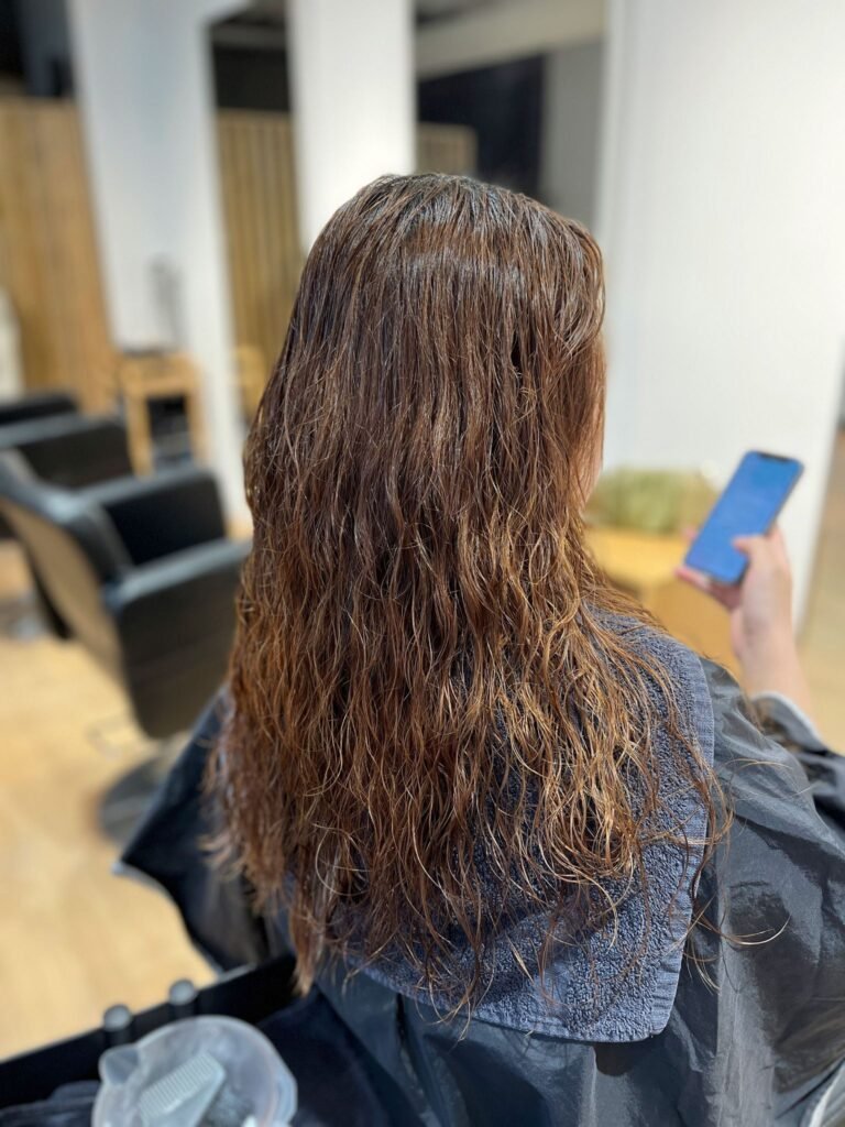 Natural frizzy hair before Japanese hair straightening