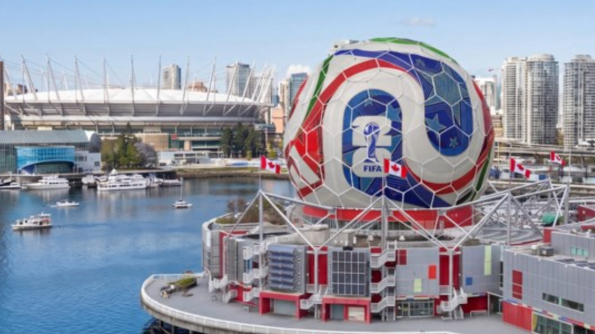 Science World and BC Place Stadium in downtown Vancouver for FIFA World Cup 2026